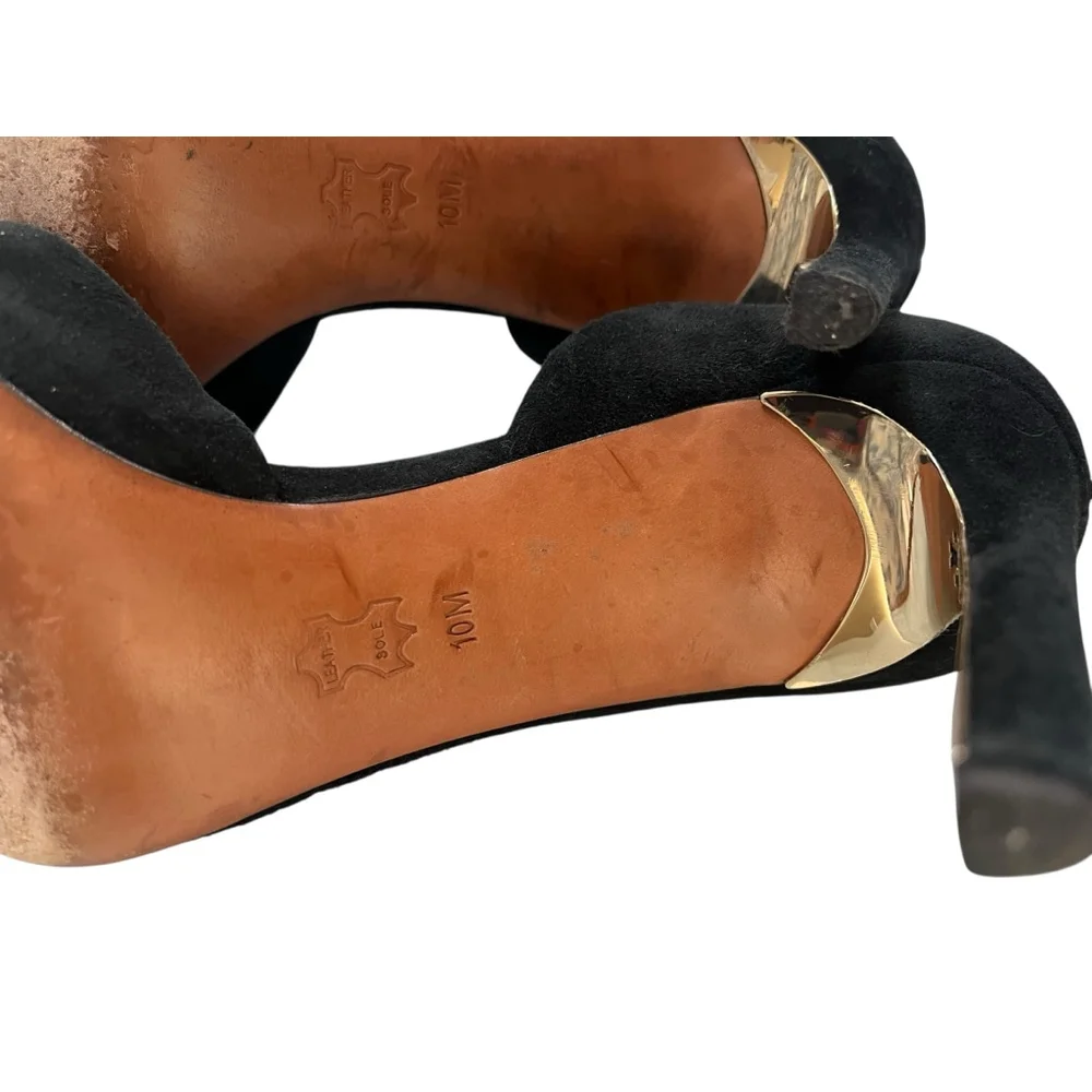 Tory Burch Size 10 Black Leather Suede Heels Shoes d'Orsay Pumps Women's